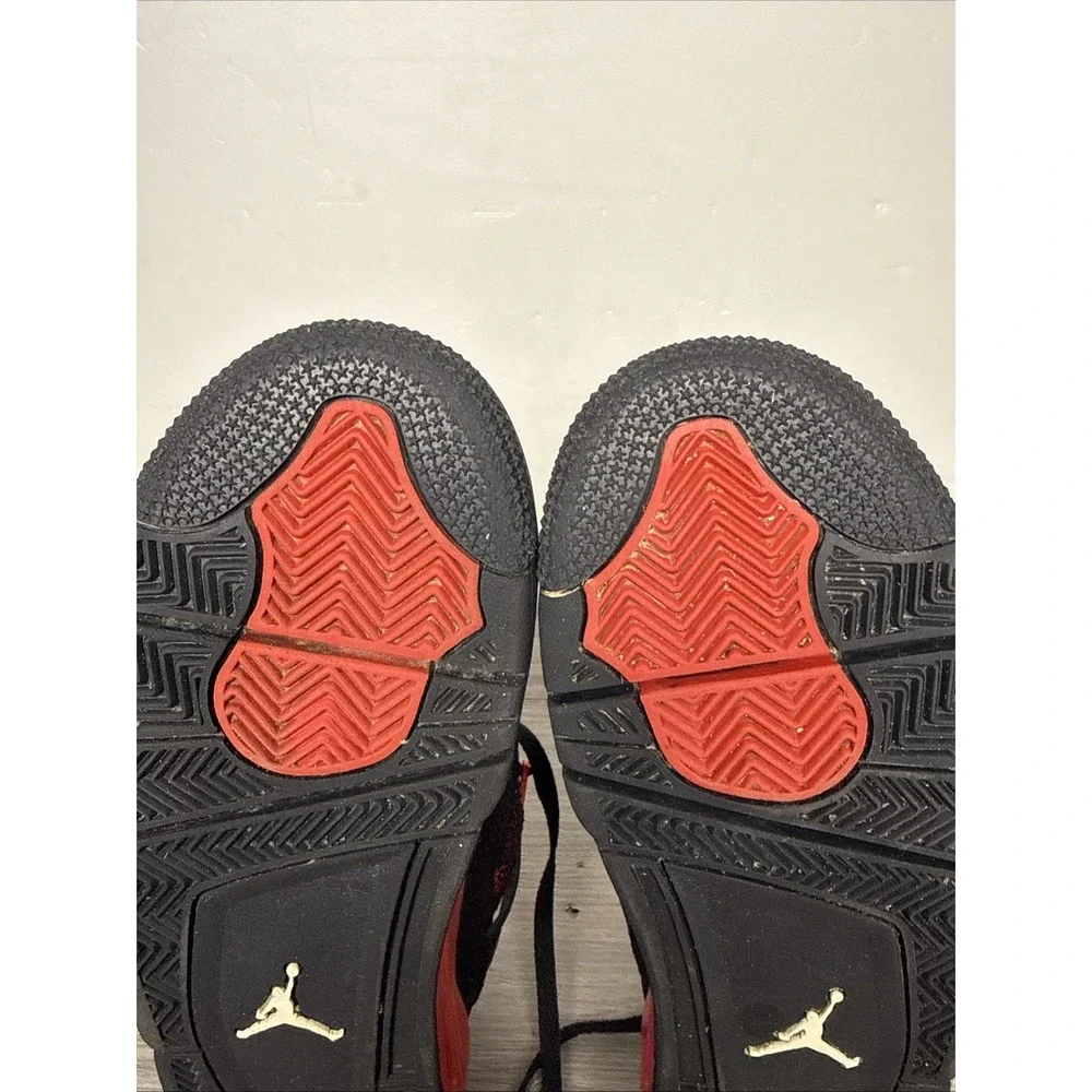 Jordan Air Jordan 4 Retro Mid Top Sneakers Black/White/Red 136013-088 SZ 10